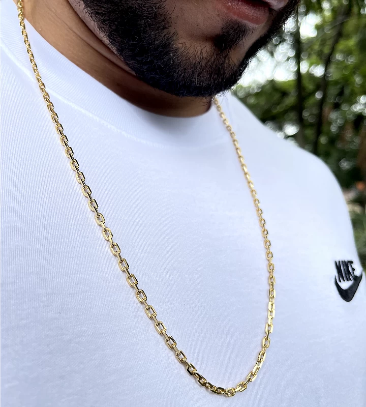 Corrente 16,3g e Pulseira 7g Cadeado 3,5mm Fecho Bomba