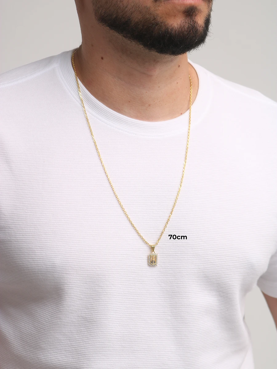 Corrente Cadeado 2mm & NSRa Quadrada Manto Azul Cravejado