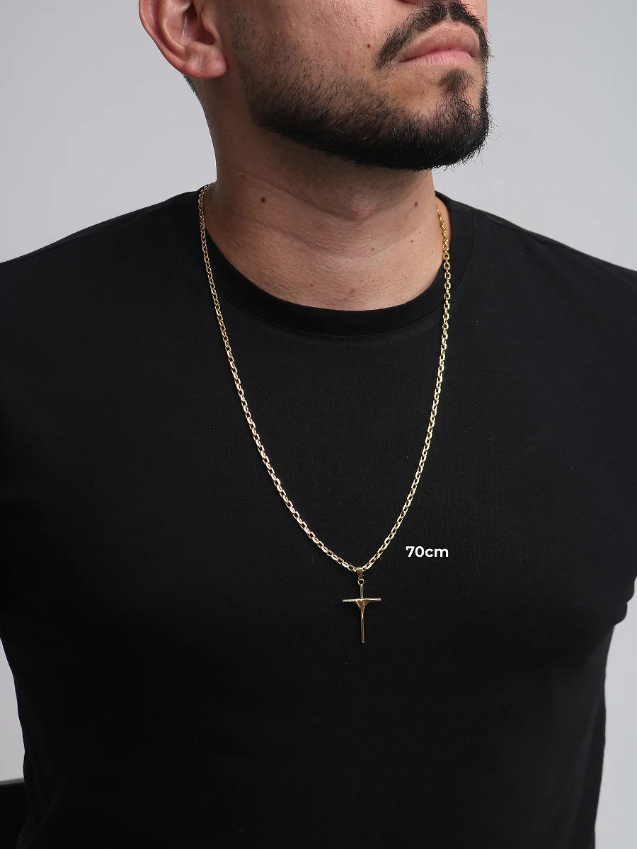 Corrente Cadeado 3,5mm 16,3g + Crucifixo Amarrado