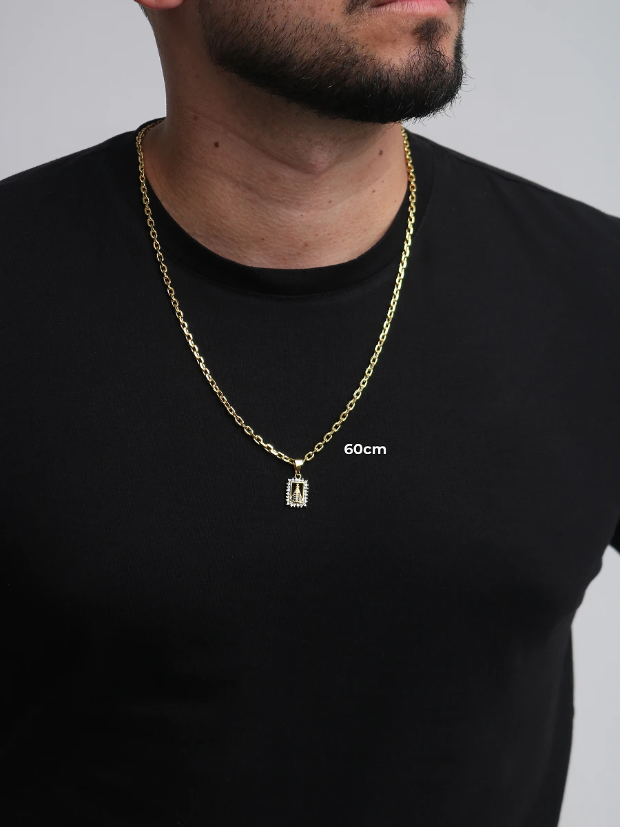 Corrente Cadeado 3,5mm & NSRa Quadrada Manto Azul Cravejado