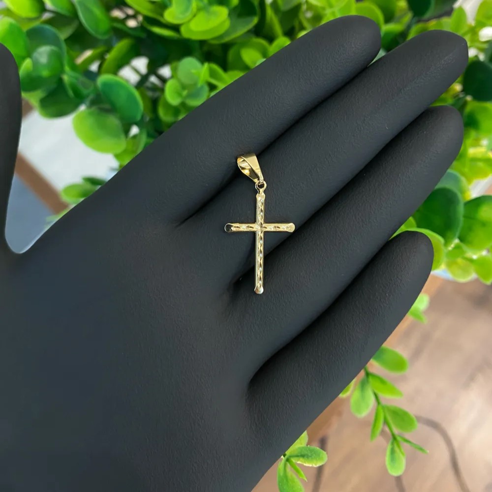 Pingente Crucifixo Tracejado 2,5x1cm 1g | CR2510