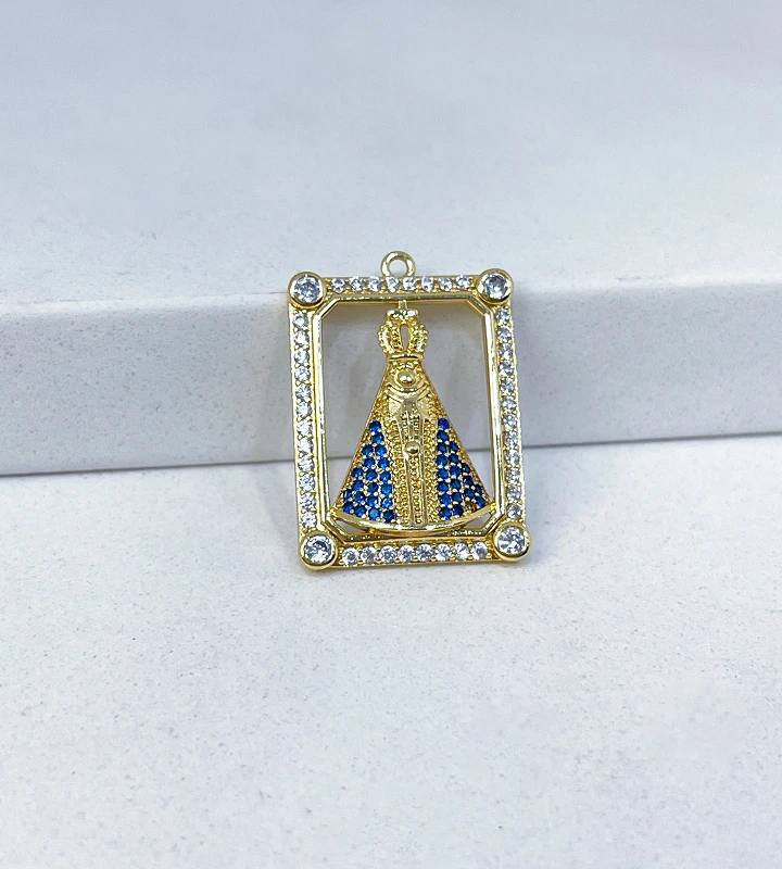 Pingente Nossa Senhora Quadrada Cravejada G