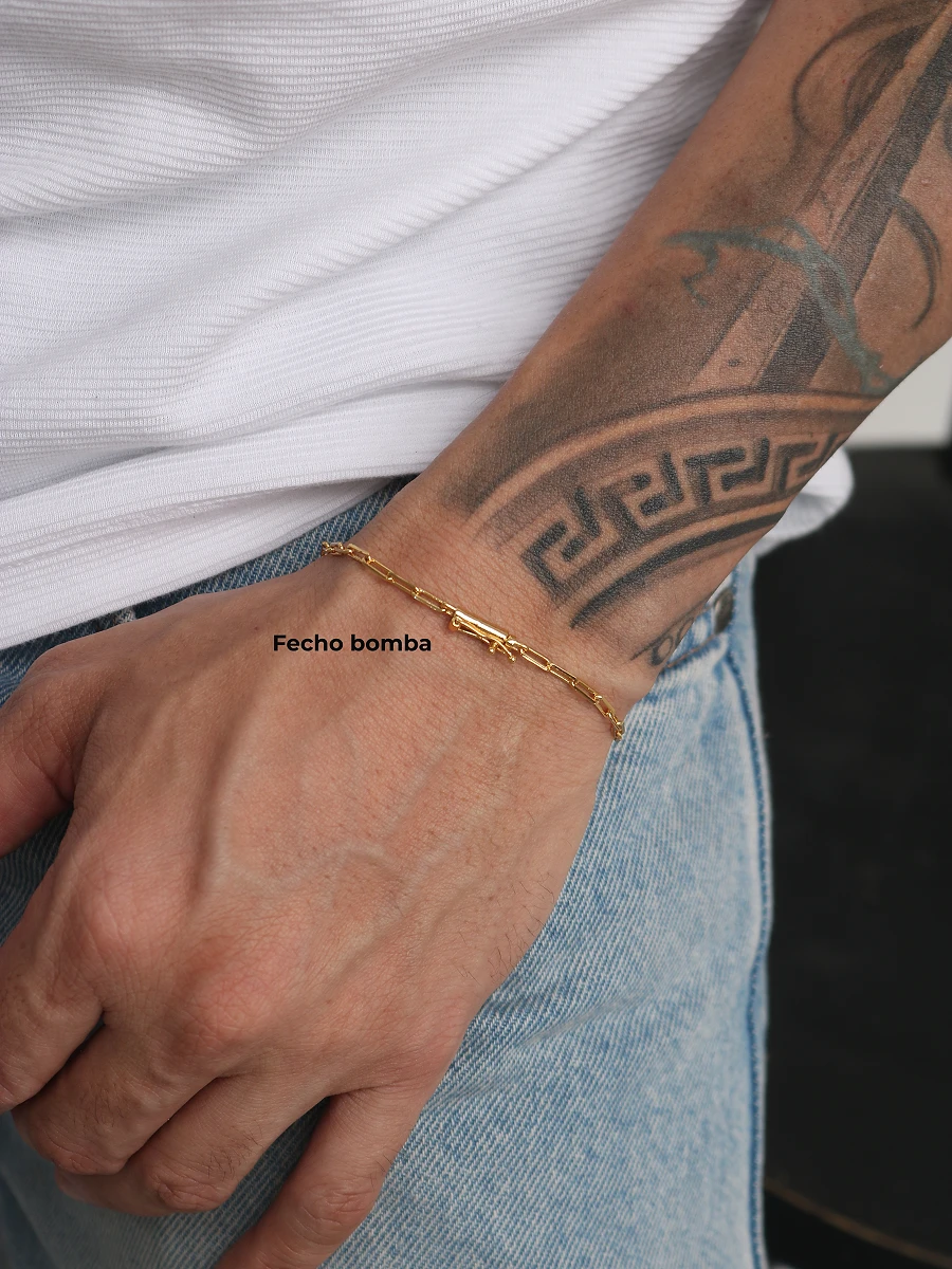 Pulseira Cadeado Alongado 3mm Fecho Bomba 2g